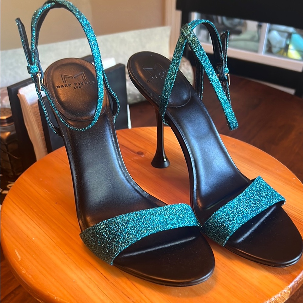 Marc Fisher Teal Strappy Heels